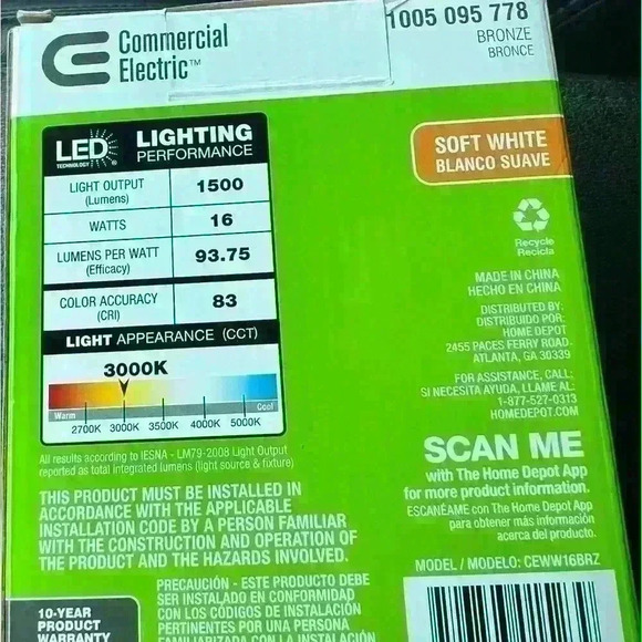 Commercial Electric 16W Bronze Integrated Outdoor LED Weatherproof Wall Wash - Picture 1 of 2